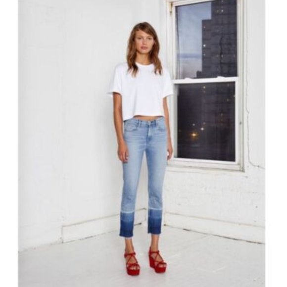 3x1 NYC Denim High Rise Ombre Raw Hem Cropped Straight Leg Jeans | Size XS - Picture 7 of 12